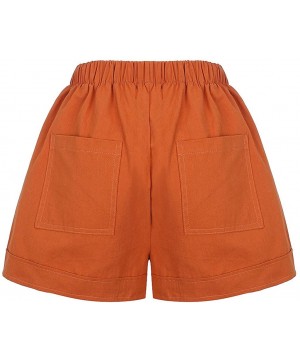 Bottoms Comfy Drawstring Women Plus Shorts Elastic Waist - C Orange - CO190WRLCQK