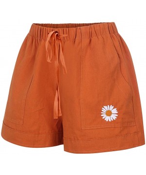 Bottoms Comfy Drawstring Women Plus Shorts Elastic Waist - C Orange - CO190WRLCQK