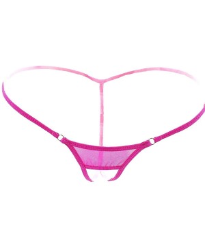 Panties Women's Hollow Out Low Rise Micro Back G-String Thong Panty Lingerie - Rose - CQ18H6W8DTD