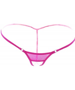 Panties Women's Hollow Out Low Rise Micro Back G-String Thong Panty Lingerie - Rose - CQ18H6W8DTD