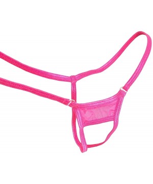 Panties Women's Hollow Out Low Rise Micro Back G-String Thong Panty Lingerie - Rose - CQ18H6W8DTD