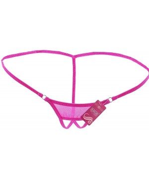 Panties Women's Hollow Out Low Rise Micro Back G-String Thong Panty Lingerie - Rose - CQ18H6W8DTD