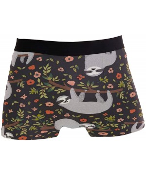 Boxer Briefs Sloth Floral Print Men's Underwear Regular Leg Boxer Brief - CI18S4AC656