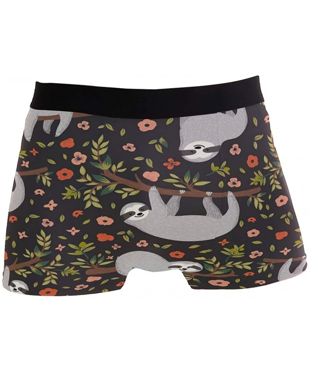 Boxer Briefs Sloth Floral Print Men's Underwear Regular Leg Boxer Brief - CI18S4AC656