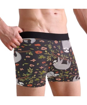 Boxer Briefs Sloth Floral Print Men's Underwear Regular Leg Boxer Brief - CI18S4AC656