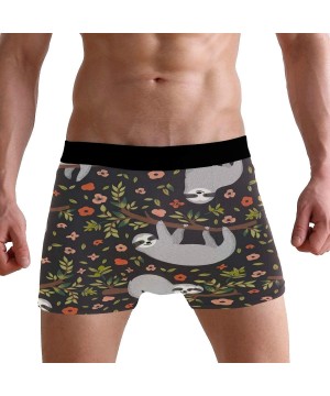 Boxer Briefs Sloth Floral Print Men's Underwear Regular Leg Boxer Brief - CI18S4AC656