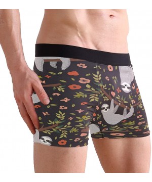 Boxer Briefs Sloth Floral Print Men's Underwear Regular Leg Boxer Brief - CI18S4AC656