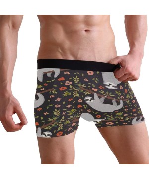 Boxer Briefs Sloth Floral Print Men's Underwear Regular Leg Boxer Brief - CI18S4AC656