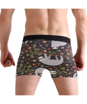 Boxer Briefs Sloth Floral Print Men's Underwear Regular Leg Boxer Brief - CI18S4AC656