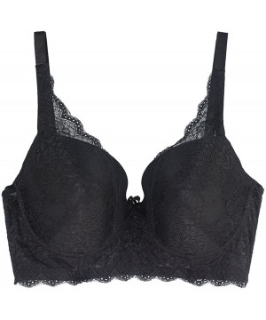 Bras Women's Sexy Plus Size Longline Bra with Lace - Black - CX185LCA9WZ