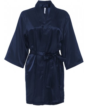 Robes Personalized Mrs. Satin Bridal Robe - Navy Blue - CB12E093A0J