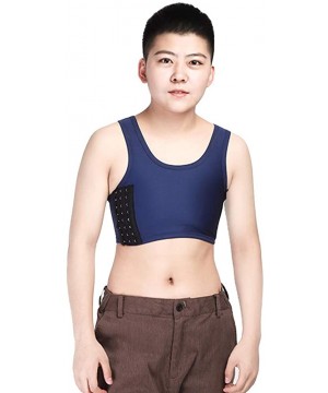 Bustiers & Corsets Mesh Breathable Clasps Chest Binder for Tomboy Trans Lesbian - Navy - C919COCQW7N