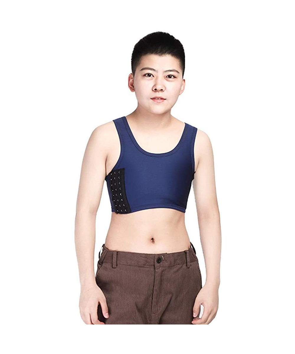 Bustiers & Corsets Mesh Breathable Clasps Chest Binder for Tomboy Trans Lesbian - Navy - C919COCQW7N