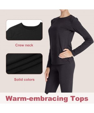 Thermal Underwear Thermal Underwear Women Long Sleeve Johns Set Fleece Top Leggings Warm Pajamas - 11 - Black - C418AI4DG5Q