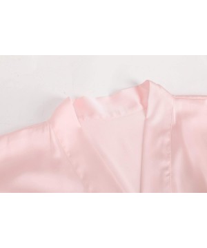 Robes Women's Plain Color Satin Silk Kimono Robes Elegant Style Nightgown-Long - Pink - C6190GN06SE