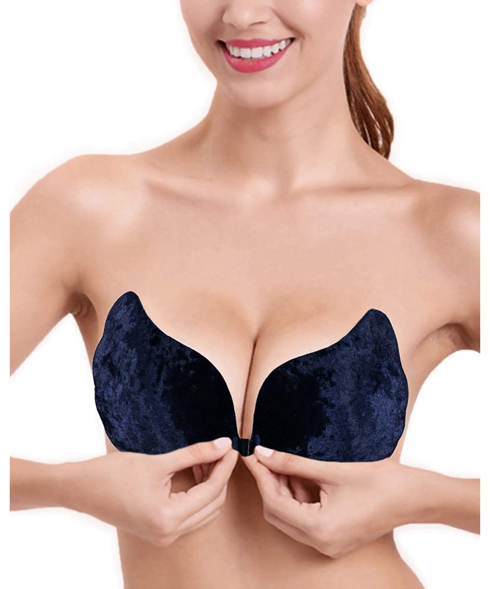 Bras Women Strapless Self Adhesive Invisible Push up Bra Sexy for Dress Seamless Bras - B-royal Blue - CF190OQ9XWD