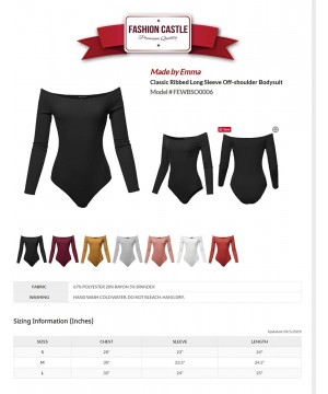 Shapewear Women's Classic Rib Long Sleeve Scoop Neck Bodysuit - Fewbso0006 Burgundy - CT18Y4RCUKS