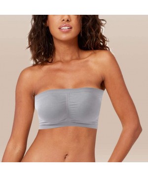 Nightgowns & Sleepshirts Women's Bandeau Bra- Seamless Tube Top Bra with Removable Pads 1-3 Pack - 1 Pack Grey Bandeau Bra - ...