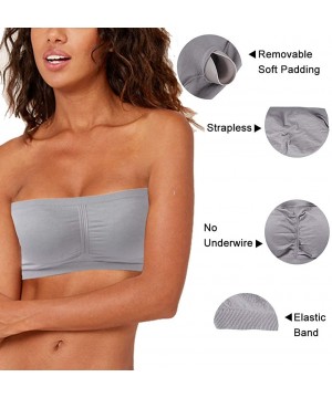 Nightgowns & Sleepshirts Women's Bandeau Bra- Seamless Tube Top Bra with Removable Pads 1-3 Pack - 1 Pack Grey Bandeau Bra - ...