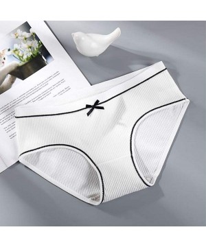 Panties Women's Multi-Pack Cotton Panties with Cute Bowknot for Teens Girls - Pink- White& Cameo Brown - CS18XIWZ2E9