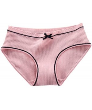 Panties Women's Multi-Pack Cotton Panties with Cute Bowknot for Teens Girls - Pink- White& Cameo Brown - CS18XIWZ2E9