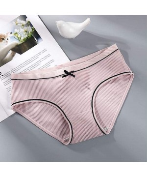 Panties Women's Multi-Pack Cotton Panties with Cute Bowknot for Teens Girls - Pink- White& Cameo Brown - CS18XIWZ2E9