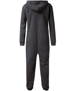 Sleep Sets Men Jumpsuit One-Piece Garment Non Footed Pajama Playsuit Blouse Hoodie - Dark Gray - CL18A99DE6X