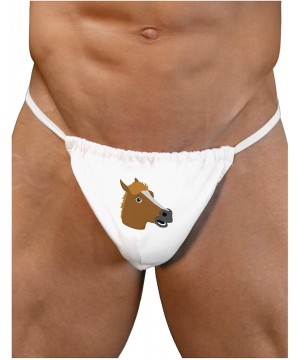 G-Strings & Thongs TooLoud Silly Cartoon Horse Head Mens G-String Underwear - White - C6125OHKSKR