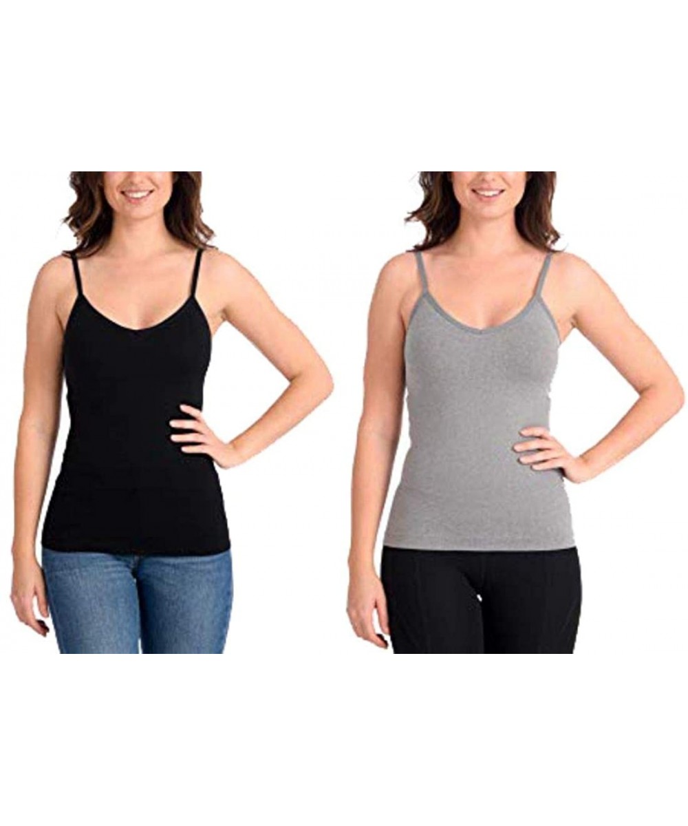 Shapewear Reversible Shaping Camisole- That can be Worn as a V or Crew Neck. - Grey Mix / Black 2-pack - CG1937I4G8W