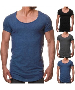 Thermal Underwear Men's Solid Yoga Performance T-Shirts Scoop-Neck Short Sleeve Tee Gym Moisture Wicking Muscle Fitness Blous...