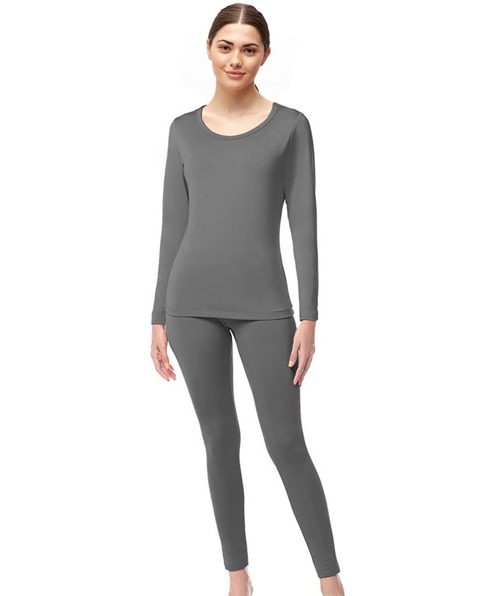 Thermal Underwear Womens Ultra Soft Thermal Underwear Long Johns with Fleece Lined - Charcoal - CH187CDOXWU