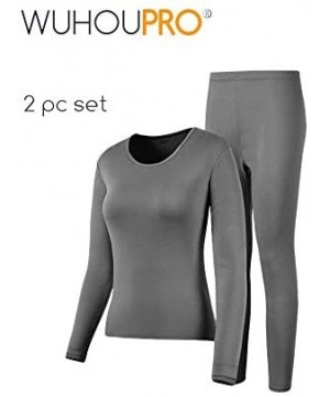 Thermal Underwear Womens Ultra Soft Thermal Underwear Long Johns with Fleece Lined - Charcoal - CH187CDOXWU