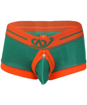 Boxer Briefs Mens Buckled Pouch Boxer Shorts Underwear Low Rise Bulge Pouch Jockstrap Trunks Underpants - Green - C6190OO5RHR