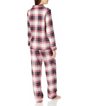 Sets Women's Sleepwear Cozy Flannel Notch Collar Pajama Set - Festive Plaid - C71808N3QDR