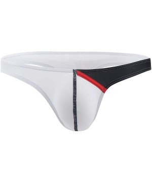 Briefs Men's Thongs Underwear Low Waist Ice Silk Briefs Bikini Bulge Enhancing - White-3 - C718UYGC9YC