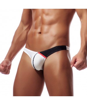 Briefs Men's Thongs Underwear Low Waist Ice Silk Briefs Bikini Bulge Enhancing - White-3 - C718UYGC9YC