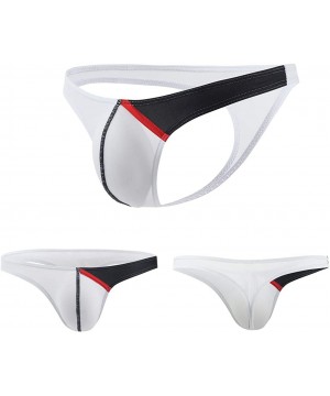 Briefs Men's Thongs Underwear Low Waist Ice Silk Briefs Bikini Bulge Enhancing - White-3 - C718UYGC9YC