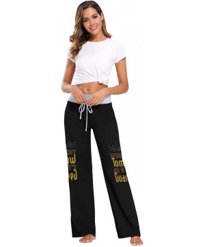 Bottoms Women's Loose Casual Comfy Pajama Pants Drawstring Palazzo Wide Leg Lounge Pants - Color22 - C11999GUGNW