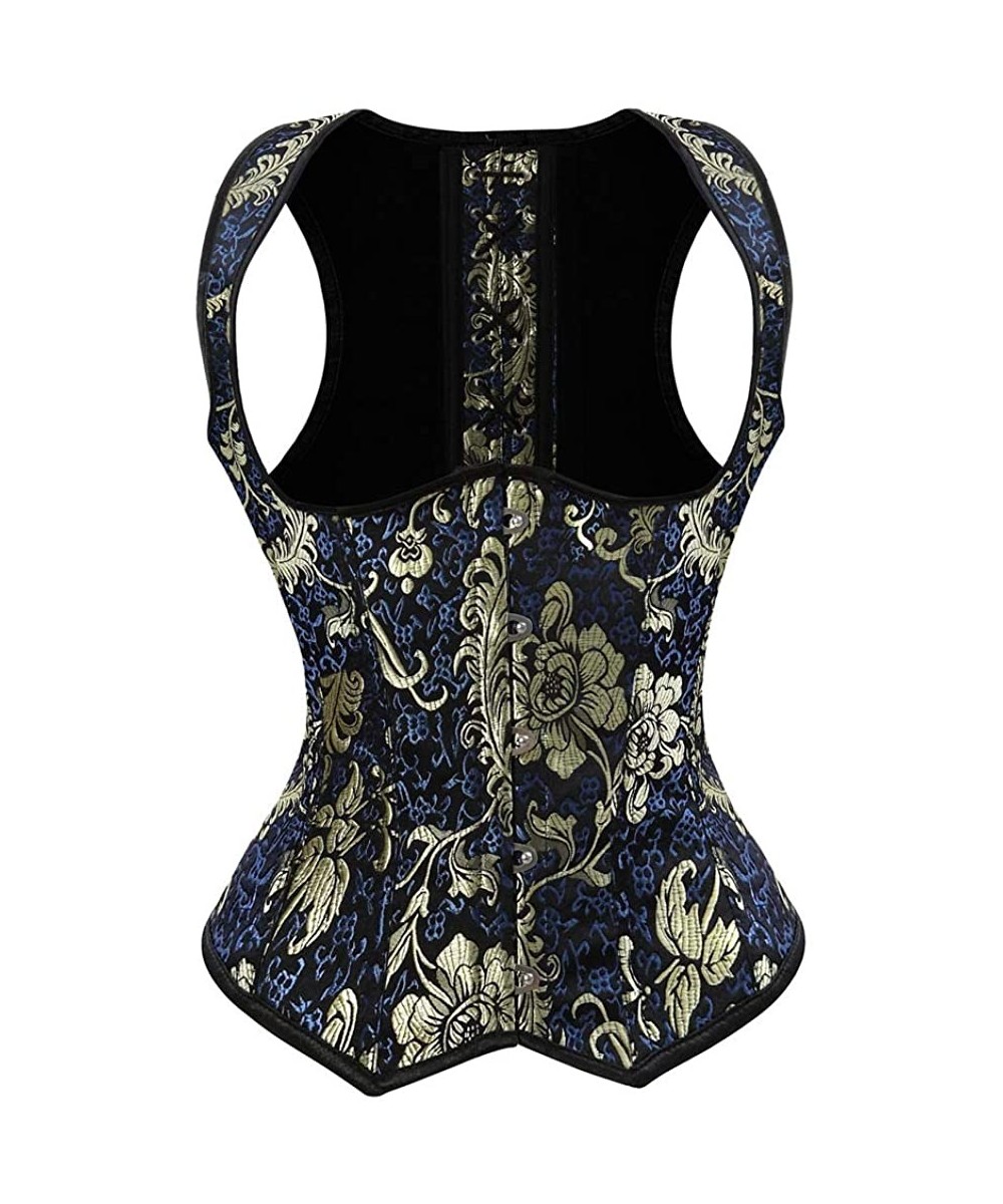 Bustiers & Corsets Women's Waist Slimming Underbust Waist Trainer Corset Vest - Gold Jacquard - CZ18M37D93L