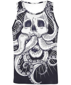 Undershirts Men's Muscle Gym Workout Training Sleeveless Tank Top Wolf Head and Misty Forest - Multi6 - CK19DLKHNKK