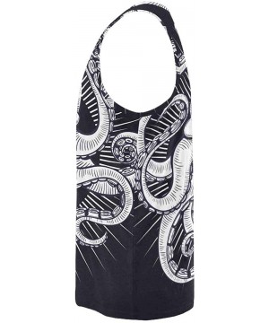 Undershirts Men's Muscle Gym Workout Training Sleeveless Tank Top Wolf Head and Misty Forest - Multi6 - CK19DLKHNKK