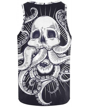 Undershirts Men's Muscle Gym Workout Training Sleeveless Tank Top Wolf Head and Misty Forest - Multi6 - CK19DLKHNKK