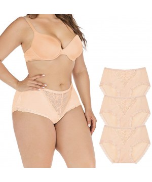 Panties Women's Plus Size Stretch Sexy Lace Underwear Frozen Silk Seamless Briefs with Ice Silky Tactile Touch Panties 3 Pack...