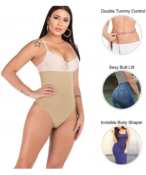 Shapewear Women Waist Cincher Girdle Tummy Slimmer Sexy Thong Panty Shapewear - Beige - CI184K84Q2K