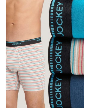 Briefs Men's Underwear MaxStretchT Midway Brief - 3 Pack - Sailors Blue/ Turquoise/ Jazzy Stripe - CP195M0GOA8