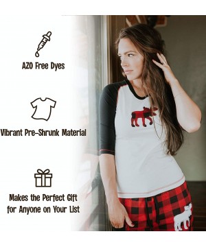 Tops Fitted Pajamas for Women- Cute Pajama Pants and Top Set- Separates - Funky Moose Pajama Pants - CX12INADBM3