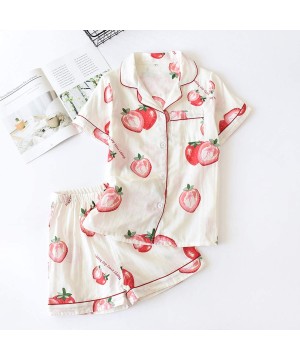 Sets Simple Short Pyjamas Women 100% Cotton Short Sleeves Ladies Pajama Sets Shorts Cute Sleepwear - Dk Tz-3-green - CY190898393