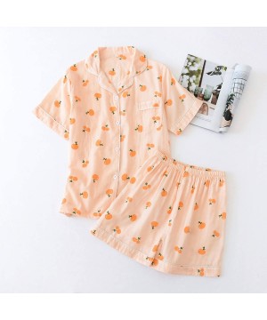 Sets Simple Short Pyjamas Women 100% Cotton Short Sleeves Ladies Pajama Sets Shorts Cute Sleepwear - Dk Tz-3-green - CY190898393