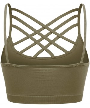 Camisoles & Tanks Padded Seamless Triple Criss Cross Bralette Cutout Caged Cami Crop Top for Women- Plus Size - [A003] Olive ...