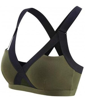 Bras Women Sports Bras Cross Band Yoga Racerback High Impact Workout Yoga Gym Activewear Fitness Bra - Green - CT193R20MAX